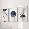 Lot de 3 oeuvres d'art murales bleues et beiges,