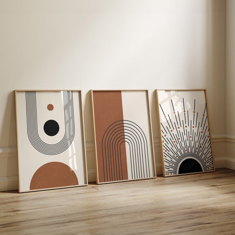 3 oeuvres d'art murales abstraites neutres – Image 4