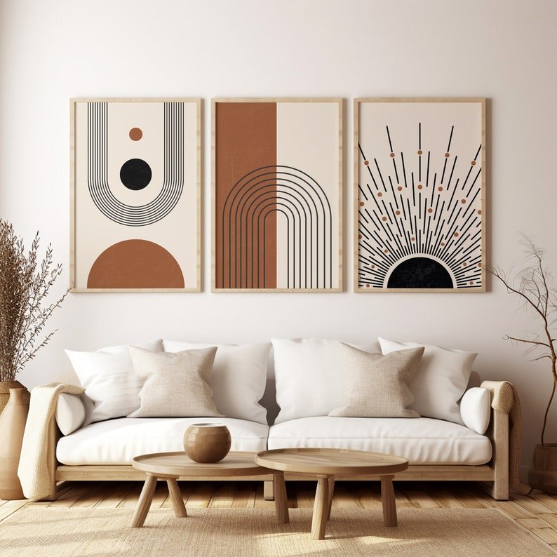 3 oeuvres d'art murales abstraites neutres – Image 2