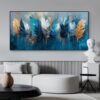 plumes bleues sur toile, grande oeuvre d'art murale – Image 3